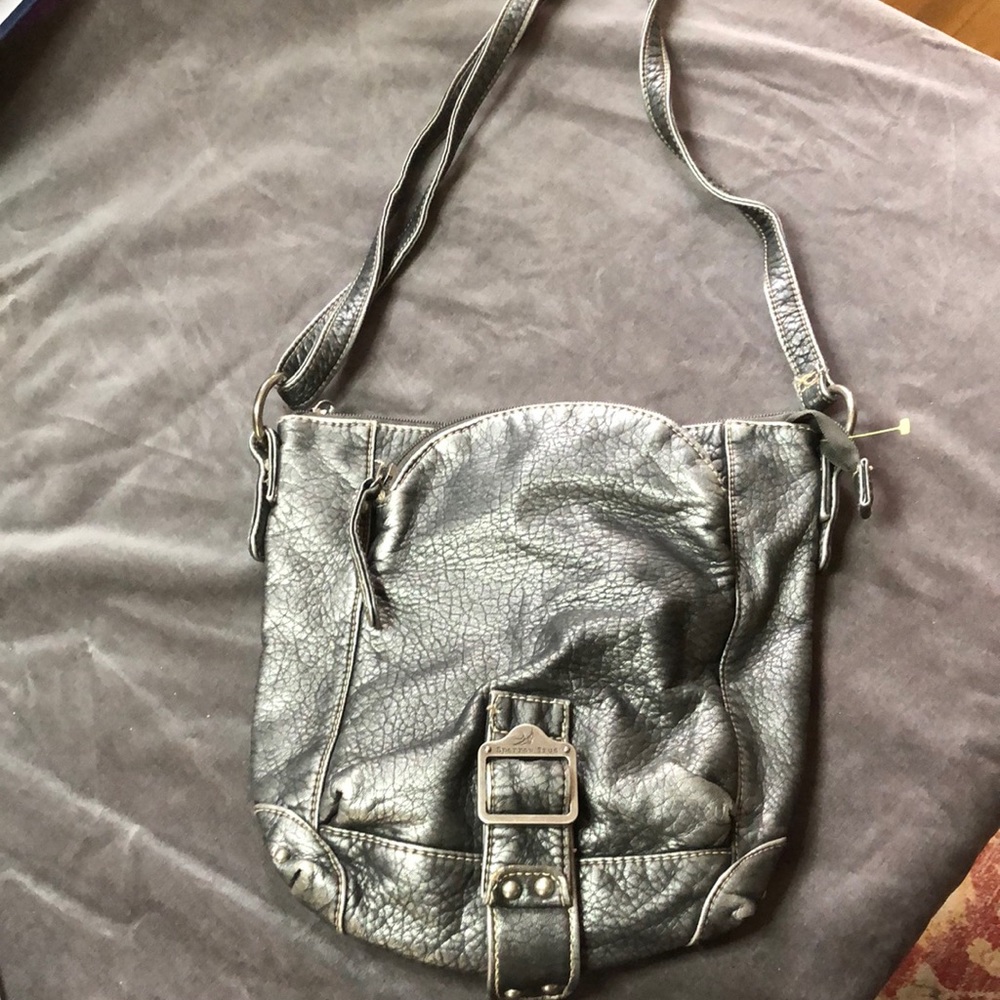 Sparrow True handbag brushed metal faux leather 3 zippers